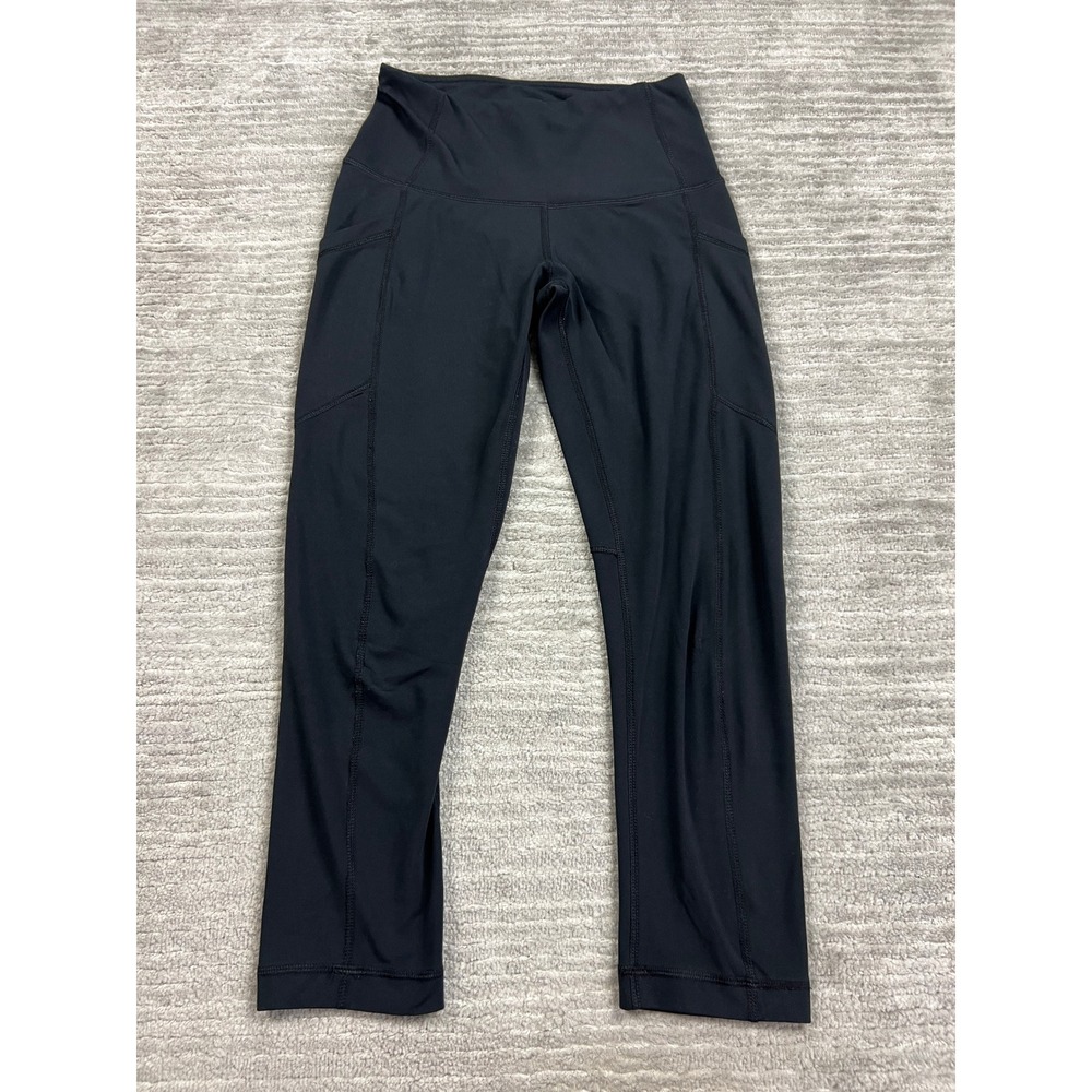 Yogalicious Leggings Womens XS Black High Waist Cropped Capri Pockets RN144527